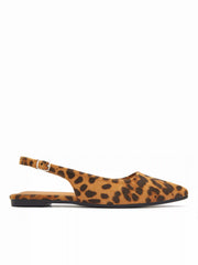 POINTED TOE LEOPARD PRINT SLINGBACK FLATS