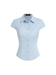 Linen-blend Collar Knotted Tie Back Shirt