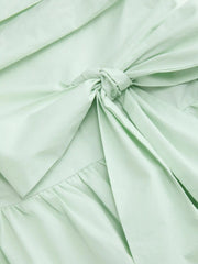 Cotton Bowknot Ruched Bandeau Maxi Dress