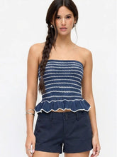Cotton-blend Crochet Bandeau Knitted Scallop Hem Crop Top