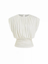 Draped Ruched Round Neckline Sleeveless Top
