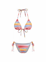 V-neck Triangle Tie-Dye Tie Side Bikini Set