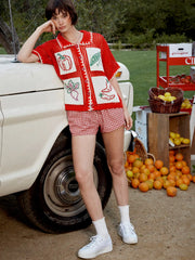 Crochet Fruit Embroidery Oversized Cardigan