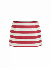Cotton-blend Low Rise Striped A-line Mini Skirt