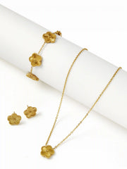 3PCS FLOWER EARRINGS & BRACELET & NECKLACE SET