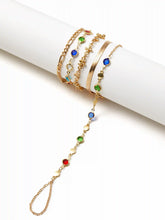 5PCS RHINESTONE & FLORAL HAND CHAIN BRACELET SET