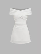 Off-shoulder Criss Cross Ruched Mini Dress