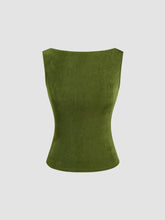 Boat Neck Backless Buckle Tank Top