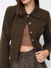 Collar Long Sleeve Metal Button Coat