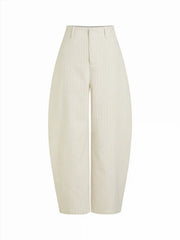 Linen-blend Mid Rise Striped Tapered Trousers