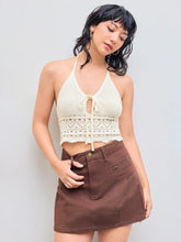 Halter Knotted Lettuce Trim Crop Cami Tank Top