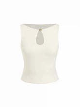 High Stretch Boat Neck Cut Out Slim Crop Tank Top