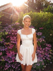 Sweetheart Lettuce Trim Ruffle Knotted Mini Dress