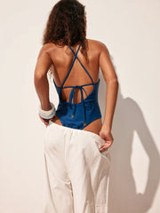 V-neck Sun & Star Chain Tie Back One Piece