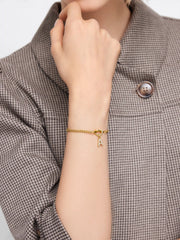 LETTER RHINESTONE PENDANT CHAIN BRACELET