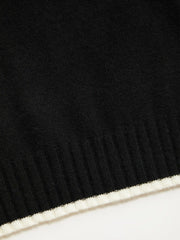 Knit Round Neckline Solid Contrasting Binding Top Curve & Plus