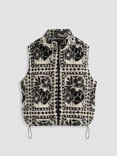 Fleece Funnel Neck Floral Oversized Jacket Vest