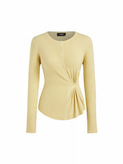 Knit Round Neck Long Sleeve Asymmetrical Cardigan