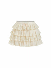 Lace Layered Drawstring Mid Rise Mini Skirt