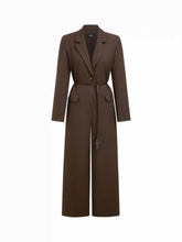Collar Long Sleeve Wide Leg Oversized Jumpsuit With Belt