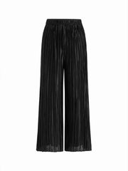 Textured High Rise Pleated Wide Leg Trousers