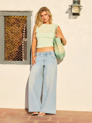 Chiffon Ruched Round Neck Sleeveless Tank Top