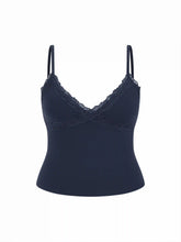 Cotton-blend V-neck Lace Trim Cami Top Curve & Plus
