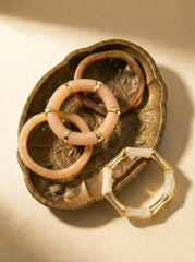 4 PCS BAMBOO TUBE & WAVE RESIN BRACELET SET