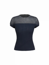 Knit Round Neckline Lettuce Trim Short Sleeve Top