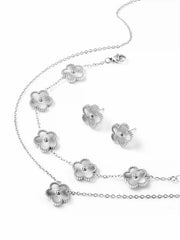 3PCS FLOWER EARRINGS & BRACELET & NECKLACE SET