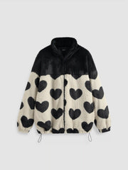 Zip Front Heart Fleece Jacket