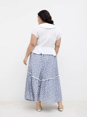 Cotton-blend Peter Pan Collar Broderie Anglaise Pleated Blouse Curve & Plus