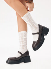CHUNKY HEELED BUCKLE LOAFERS