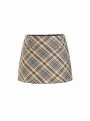 Plaid Low Rise A-line Mini Skirt Curve & Plus