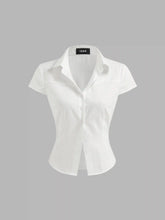Cotton-blend Polo Neck Stripe Short Sleeve Shirt
