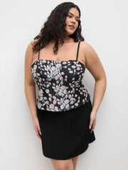 High Waist Zip Up Slit Mini Skirt Curve & Plus