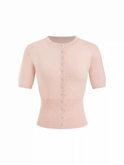 Knit Short Sleeve Top With Metal Detail