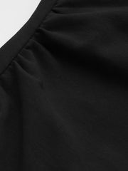 Cotton-blend Round Neckline Solid Ruched Ruffle Hem Mini Cami Dress