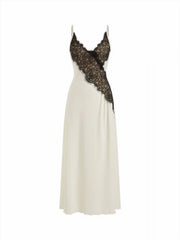 V-Neck Asymmetric Lace Maxi Dress