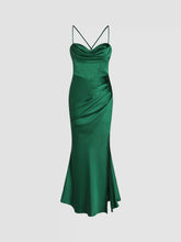 Satin Sculptural Cowl Neck Cami Corset Maxi Dress