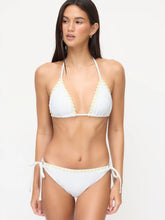 Halter Neck Floral Contrasting Binding Triangle Top & Mid Rise Bottom Bikini Set