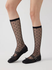 POLKA DOT LACE OVER THE CALF SOCKS