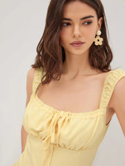 Square Neck Check Tiered Ruffle Maxi Dress