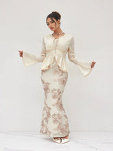 Jacquard Bandeau Floral Mermaid Maxi Dress
