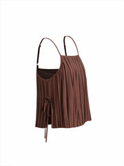 Pleated Split Side Bowknot Oversized Cami Top
