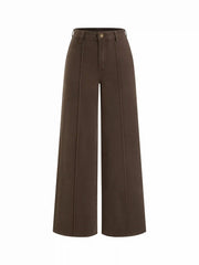 Stretch Denim Mid Rise Straight Leg Jeans