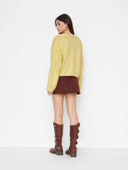 Cable Knit V-neck Button Oversized Cardigan