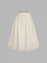 Cotton-blend Mid Rise Floral Lettuce Trim Midi Skirt