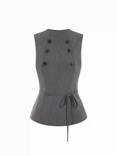 Double-Breasted Peplum Drawstring Top