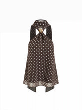Chiffon Halter Neckline Polka Dot Metallic Decor Backless Top